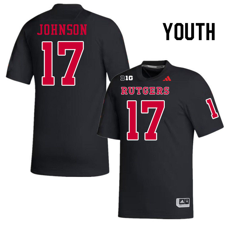 Youth #17 MJ Johnson Rutgers Scarlet Knights 2024 College Football Jerseys Stitched-Black